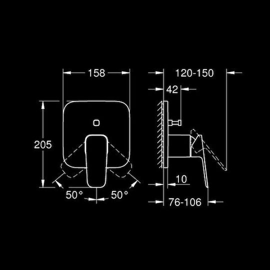 Grohe Built-in Mixer & Outlet Set for Shower 2 Exits Silver