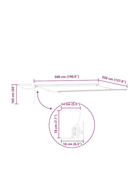 vidaXL Cort Terasă Galben 5x3.5m