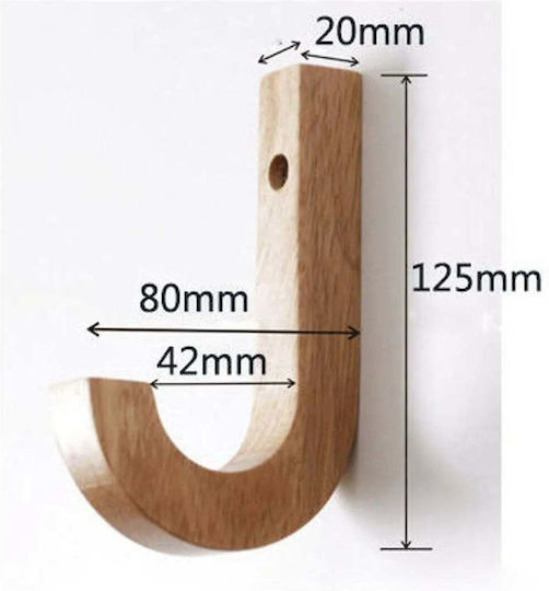SteweHome Wooden Wall Hanger 6 Hooks Brown 8x12x12cm 6 Pieces