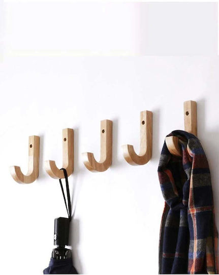 SteweHome Wooden Wall Hanger 6 Hooks Brown 8x12x12cm 6 Pieces