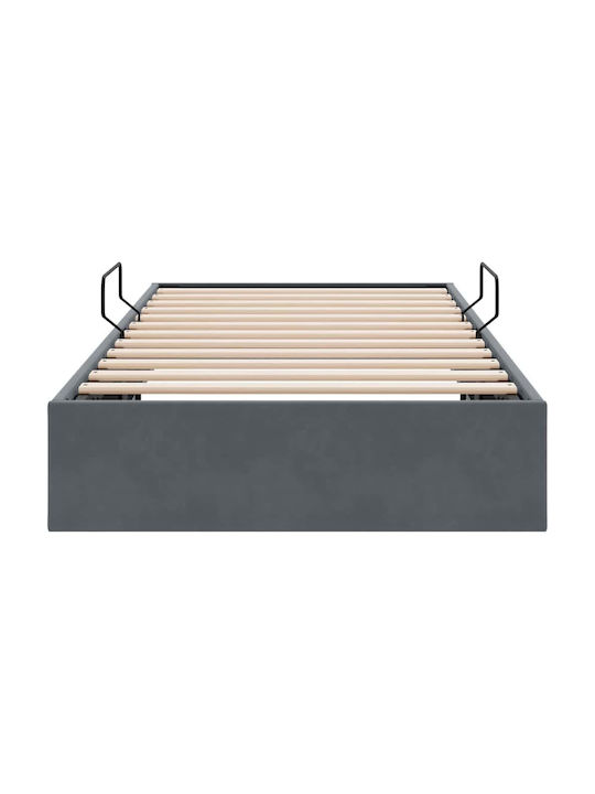 vidaXL Bett Einzel mit Samt Grau mit Stauraum, Latten & Matratze 100x203cm
