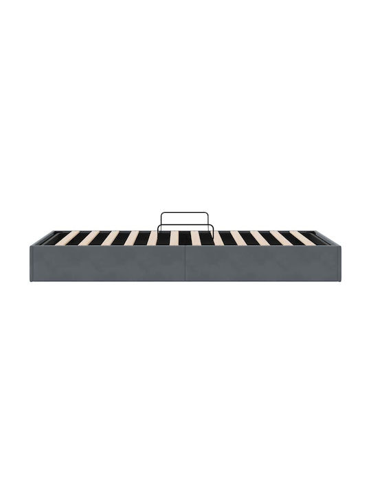 vidaXL Bett Einzel mit Samt Grau mit Stauraum, Latten & Matratze 100x203cm