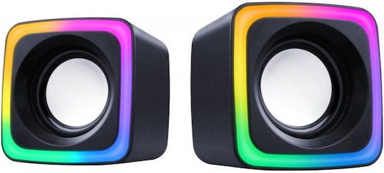 Defender Solar 7 Ηχεία Υπολογιστή 2.0 με RGB Φωτισμό και Ισχύ 6W Μαύρα