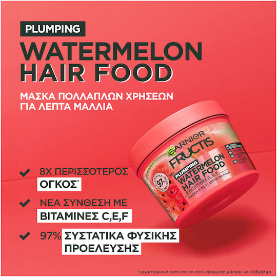 Garnier Fructis Plumping Watermelon Hair Food Hair Mask for Strengthening 400ml