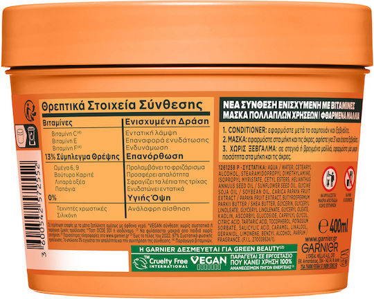 Garnier Fructis Papaya Hair Food Μάσκα Μαλλιών για Επανόρθωση 400ml