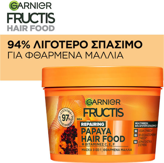Garnier Fructis Papaya Hair Food Μάσκα Μαλλιών για Επανόρθωση 400ml