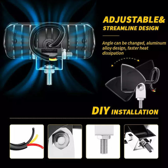 Mini LED Car Work Headlight 10w 12v Slim 9x3.6cm Small Lighting Headlight White Light