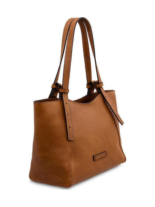 Δερμάτινη Γυναικεία Shopper Τσάντα Χρυσή