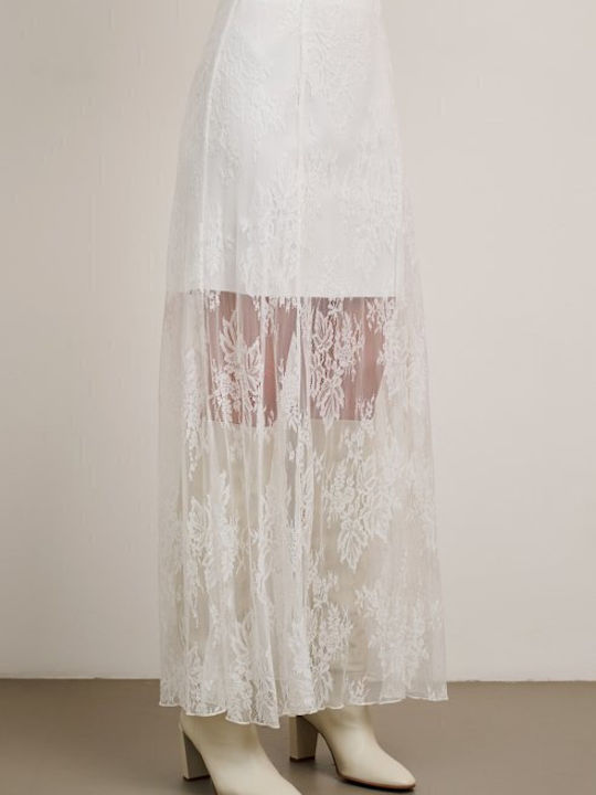 Satin,σατεν Hoch tailliert Maxi Rock Umschlag White