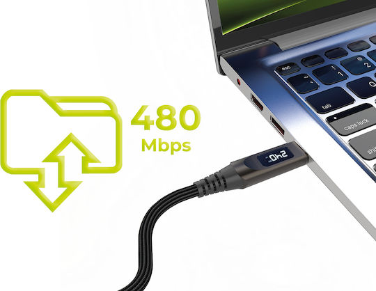 Mobile Origin Braided USB 2.0 Cable USB-C Male - USB-C 240W PD Gray 1.5m MO-240WDC-CB4