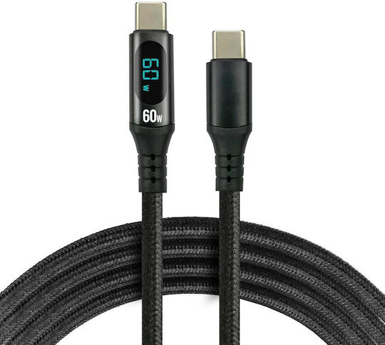everActive USB 2.0 Cable USB-C male - USB-C 60W PD Μαύρο 1m CBB-1PDL
