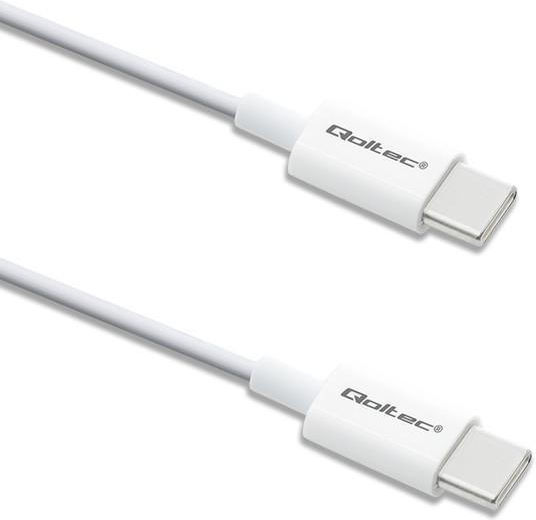 Qoltec USB 2.0 Cable USB-C male - USB-C 60W PD Λευκό 1.5m 52360