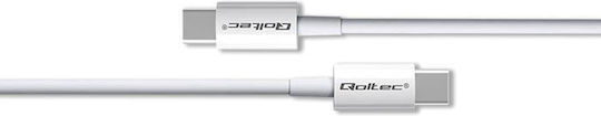 Qoltec USB 2.0 Cable USB-C male - USB-C 60W PD Λευκό 1.5m 52360