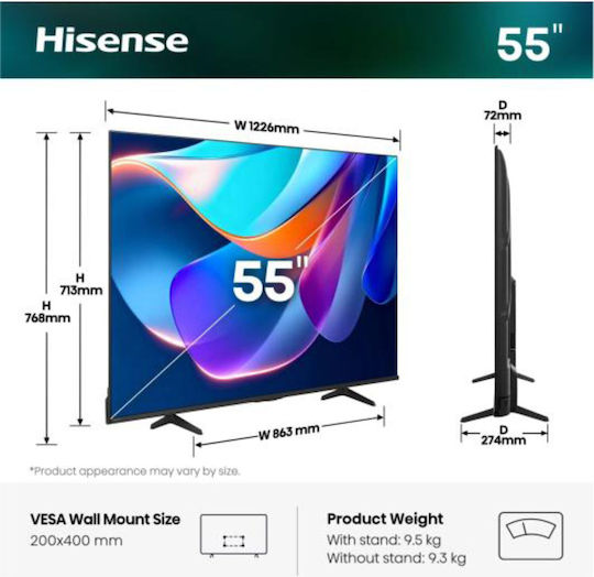 Smart Fernseher 55" 4K Ultra HD LED A6S HDR (2026) 55A6S