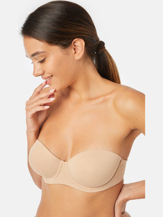 Everyday Μπεζ Strapless Σουτιέν με Μπανέλες