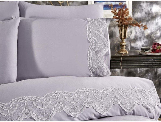 SteweHome Duvet Cover Set 200x220cm Double With 4 Pillowcases Gray
