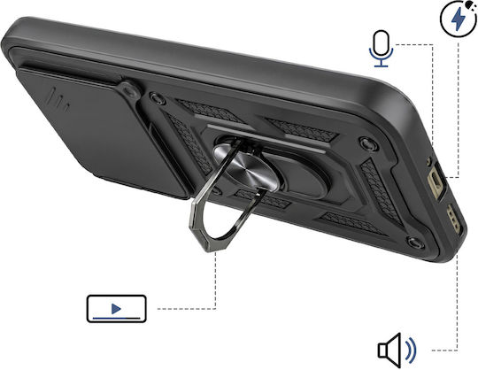 Avizar Case Realme 16 Pro Plus Ring Stand Sliding Camera Cover Black