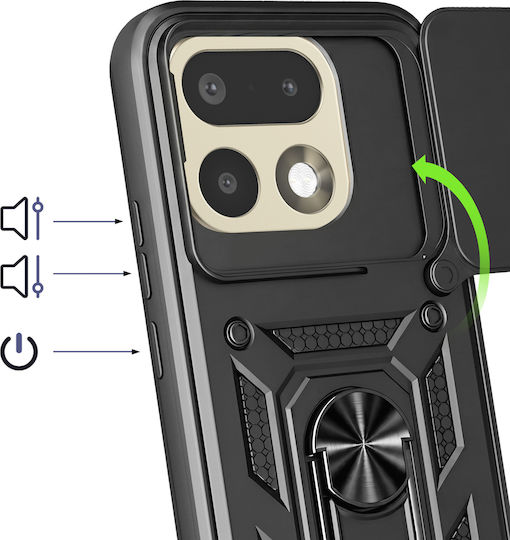 Avizar Case Realme 16 Pro Ring Stand Sliding Camera Cover Black