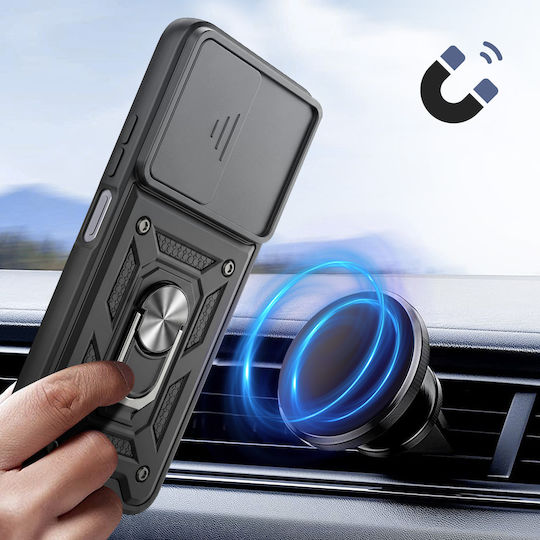 Avizar Case Redmi A7 Pro Ring Stand Sliding Camera Cover Black