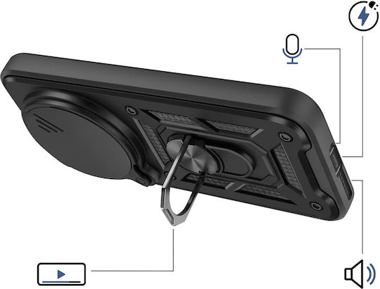 Avizar Husa Xiaomi 17 Ultra Inel Stand Capac Glisant Cameră Negru