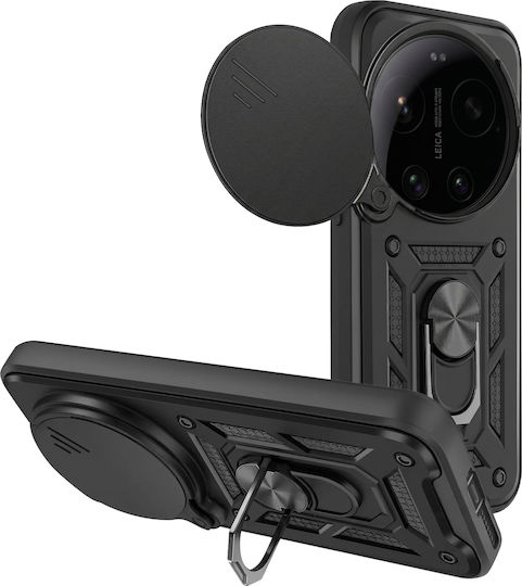 Avizar Husa Xiaomi 17 Ultra Inel Stand Capac Glisant Cameră Negru