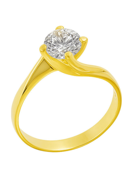 FenixJewelry Μονόπετρο από Χρυσό 14K με Ζιργκόν