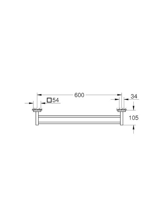 Grohe Cube Ράγα Μπάνιου Διπλή Επιτοίχια με Βίδες Inox Γκρι