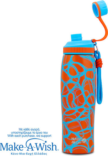 Nava "we Care" Recyclable Thermos Bottle Stainless Steel / Plastic 650ml Blue Print