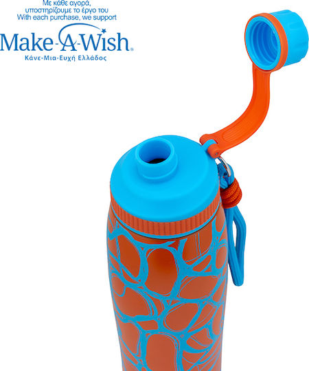 Nava "we Care" Recyclable Thermos Bottle Stainless Steel / Plastic 650ml Blue Print