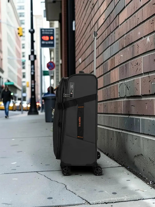 Travelite Medium Fabric Travel Suitcase Black Height 67cm