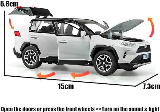 Toyota Rav4 2020 Weiß Maßstab 1:32 Metallische LED Lichter Sound