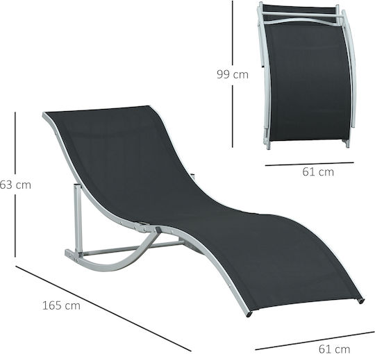 Outsunny Aluminium Beach Lounger-Armchair Black 61x63cm Set of 2