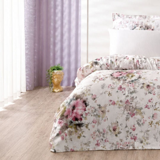 Tac Cotton Satin Duvet Cover Set 200x220cm Double With 4 Pillowcases & 1 Bed Sheet Pink