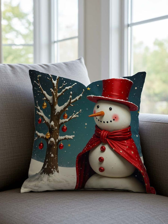 Stewehome Set 2 Pieces Pillow Cases Santa Claus Snowman Red 43x43 Cm