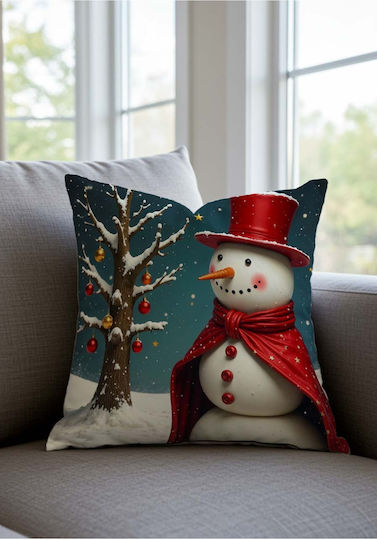 Stewehome Set 2 Stücke Weihnachtsdekorative Kissenbezüge Muster Santa Claus Schneemann Rote 43x43 cm