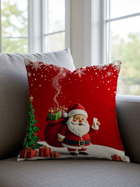 Stewehome Set 2 Pieces Pillow Cases Santa Claus Snowman Red 43x43 Cm