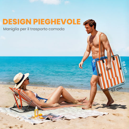 Outsunny Beach Sunbeds Orange Foldable Steel with Pillow 2 Pieces