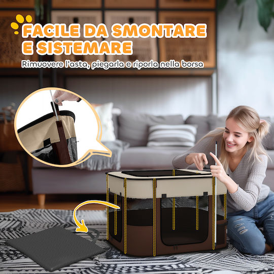 Pawhut Πάρκο Σκύλου 74x60x45εκ. Καφέ