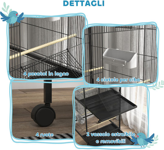 Pawhut Colivie Pentru Păsări 71.8x71.8x170.2cm Neagră