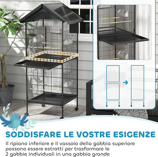 Pawhut Colivie Pentru Păsări 71.8x71.8x170.2cm Neagră
