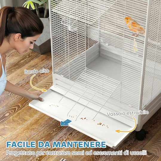 Pawhut Colivie Pentru Păsări 79x65x155cm Alb