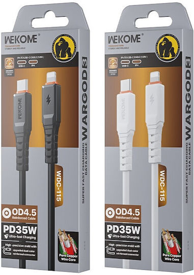 WK Braided USB-C to Lightning Cable Λευκό 1m