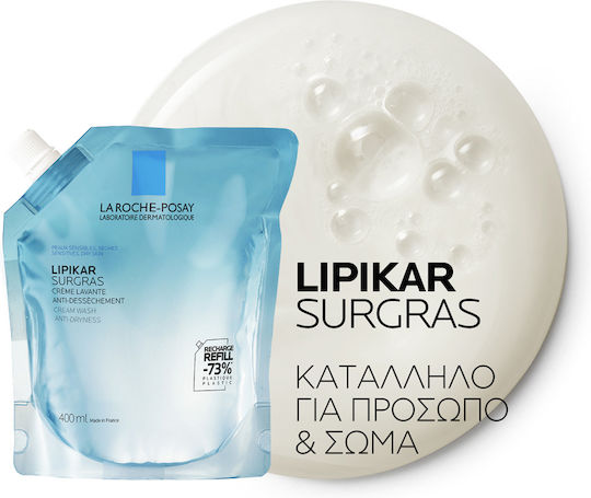 La Roche Posay Lipikar Surgras Refill Gel de Duș cu Niacinamidă pentru Hidratare 400ml