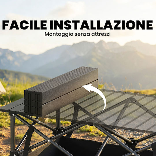 Outsunny Metal Camping Table Folding 93x68x55cm Black