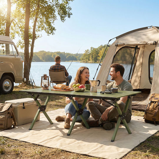 Outsunny Τραπέζι Μεταλλικό για Camping Πτυσσόμενο 116x59x43cm Πράσινο