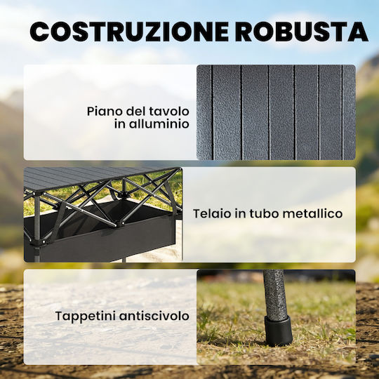 Outsunny Metal Camping Table Folding 93x68x55cm Black
