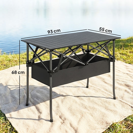Outsunny Metal Camping Table Folding 93x68x55cm Black