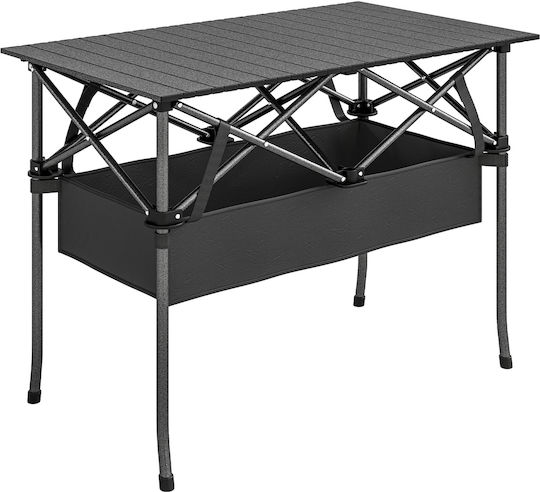 Outsunny Metal Camping Table Folding 93x68x55cm Black