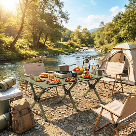 Outsunny Τραπέζι Μεταλλικό για Camping Πτυσσόμενο 116x59x43cm Πράσινο
