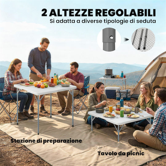 Outsunny Metal Camping Table Folding 86x86x74cm White